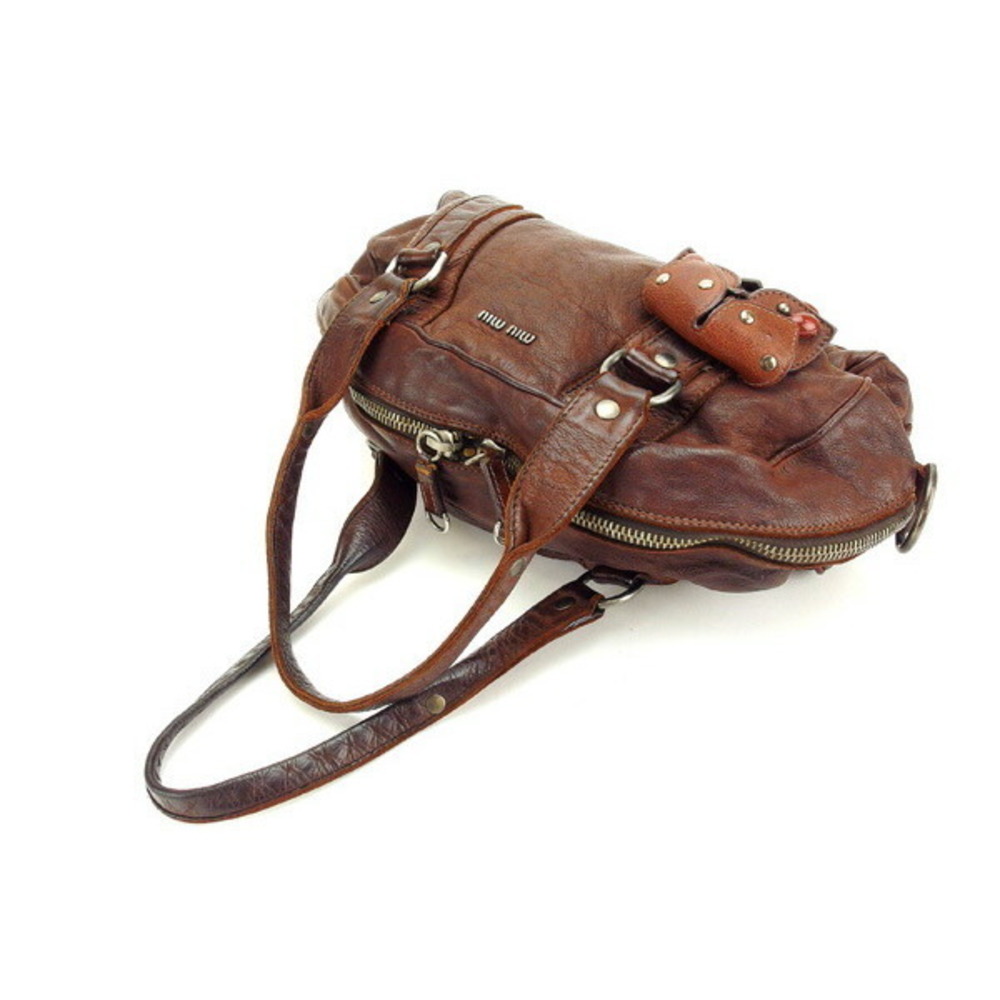 Miu Miu Bag Shoulder Bag Stones Studs Brown - Picture 3 of 6